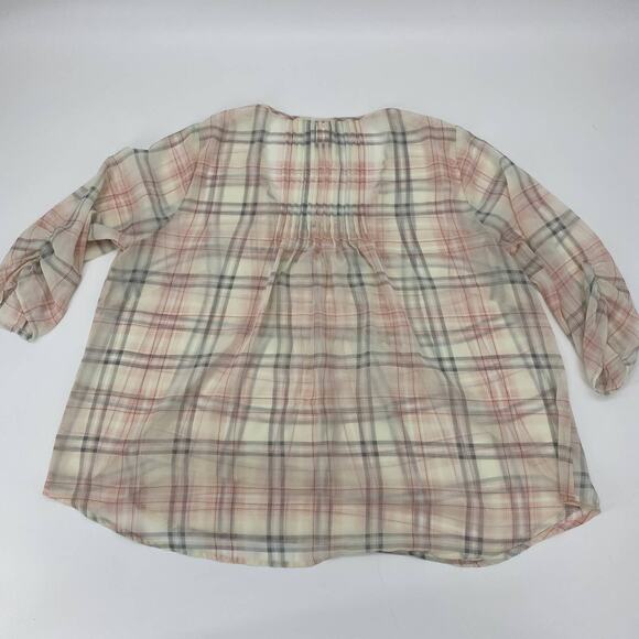 TORRID Shirt Plaid Semi Sheer Chiffon Layering Pastel Blouse Women Sz 0X US L - Picture 2 of 7